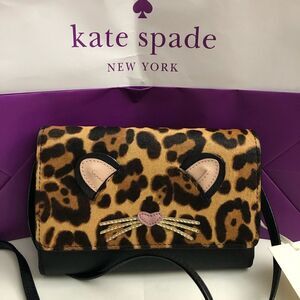 NWT Kate spade cat leopard bag purse